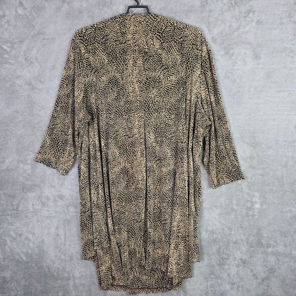 Womans Connected Black & Beige Animal Print Open Cardigan Plus Size 34W - Picture 5 of 8